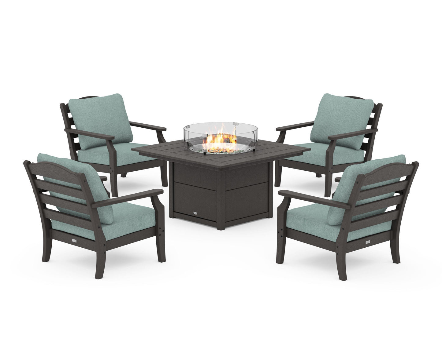 Savannah 5-Piece Deep Seating Set with Fire Pit Table