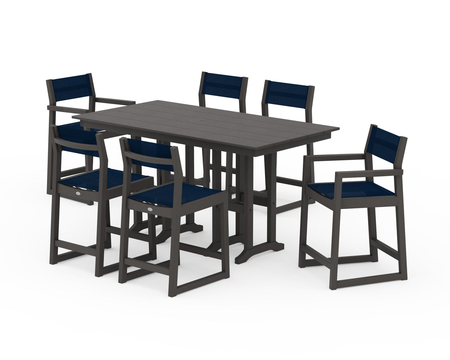 EDGE Sling 7-Piece Farmhouse Counter Set with Trestle Legs