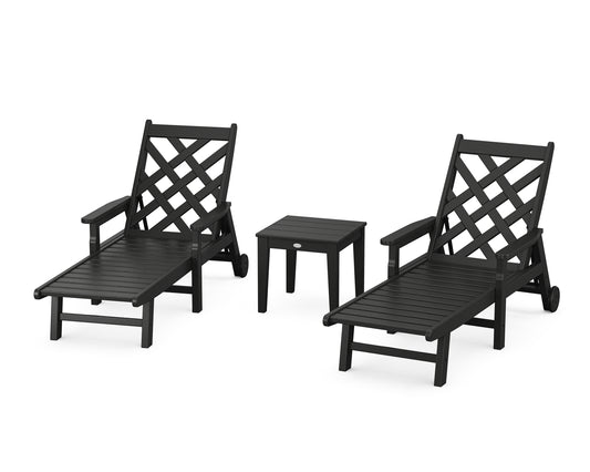 Wovendale 3-Piece Chaise Set with Arms and Wheels