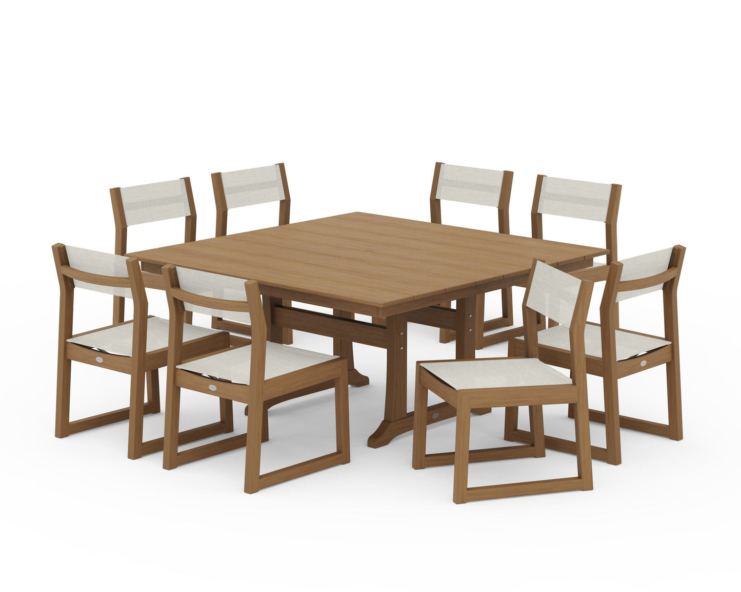 EDGE Sling Side Chair 9-Piece Farmhouse Trestle Dining Set
