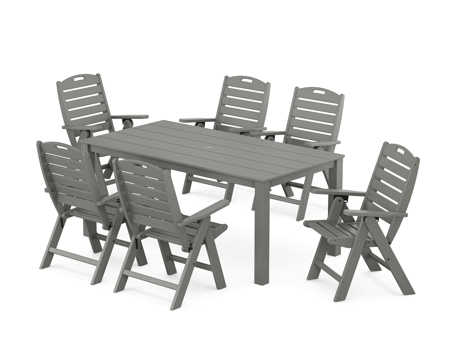 Nautical Folding Highback Chair 7-Piece Parsons Dining Set