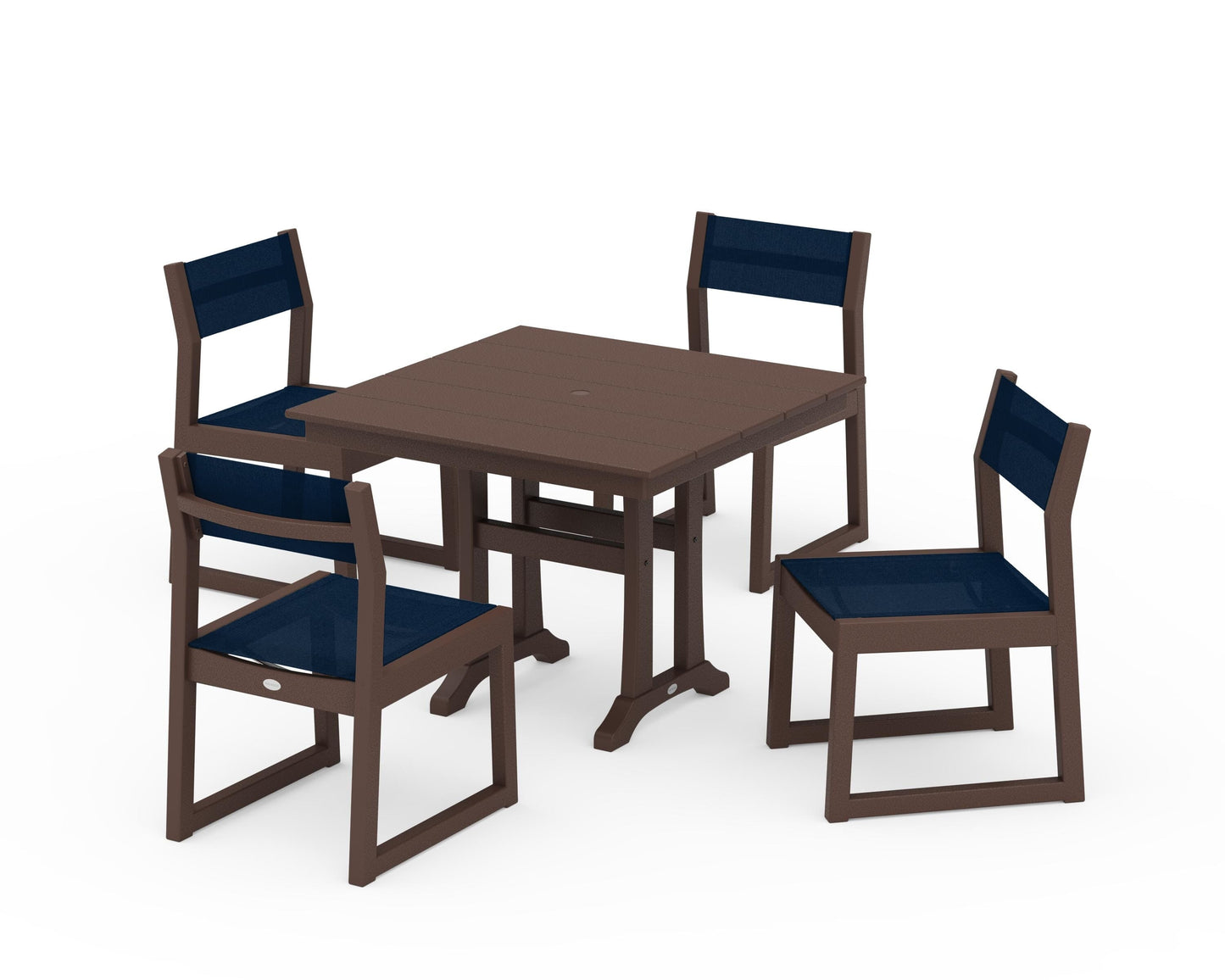 EDGE Sling 5-Piece Farmhouse Trestle Side Chair Dining Set