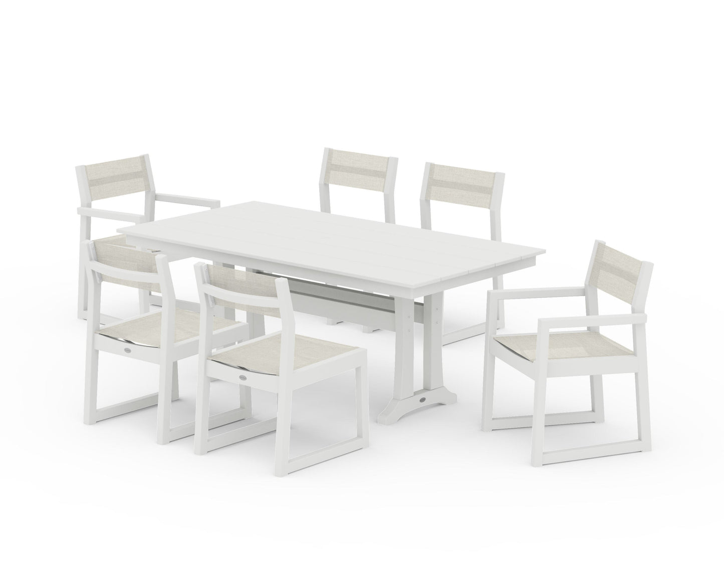 EDGE Sling 7-Piece Farmhouse Trestle Dining Set