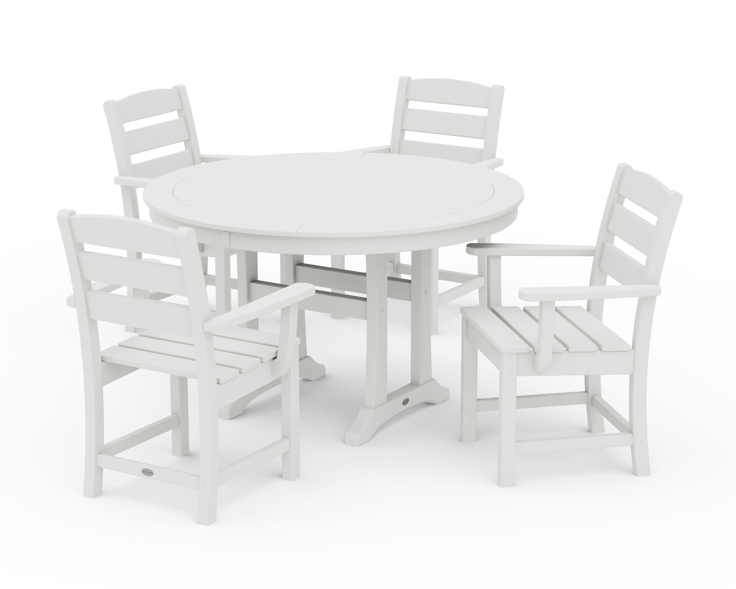 Lakeside 5-Piece Round Dining Set with Trestle Legs