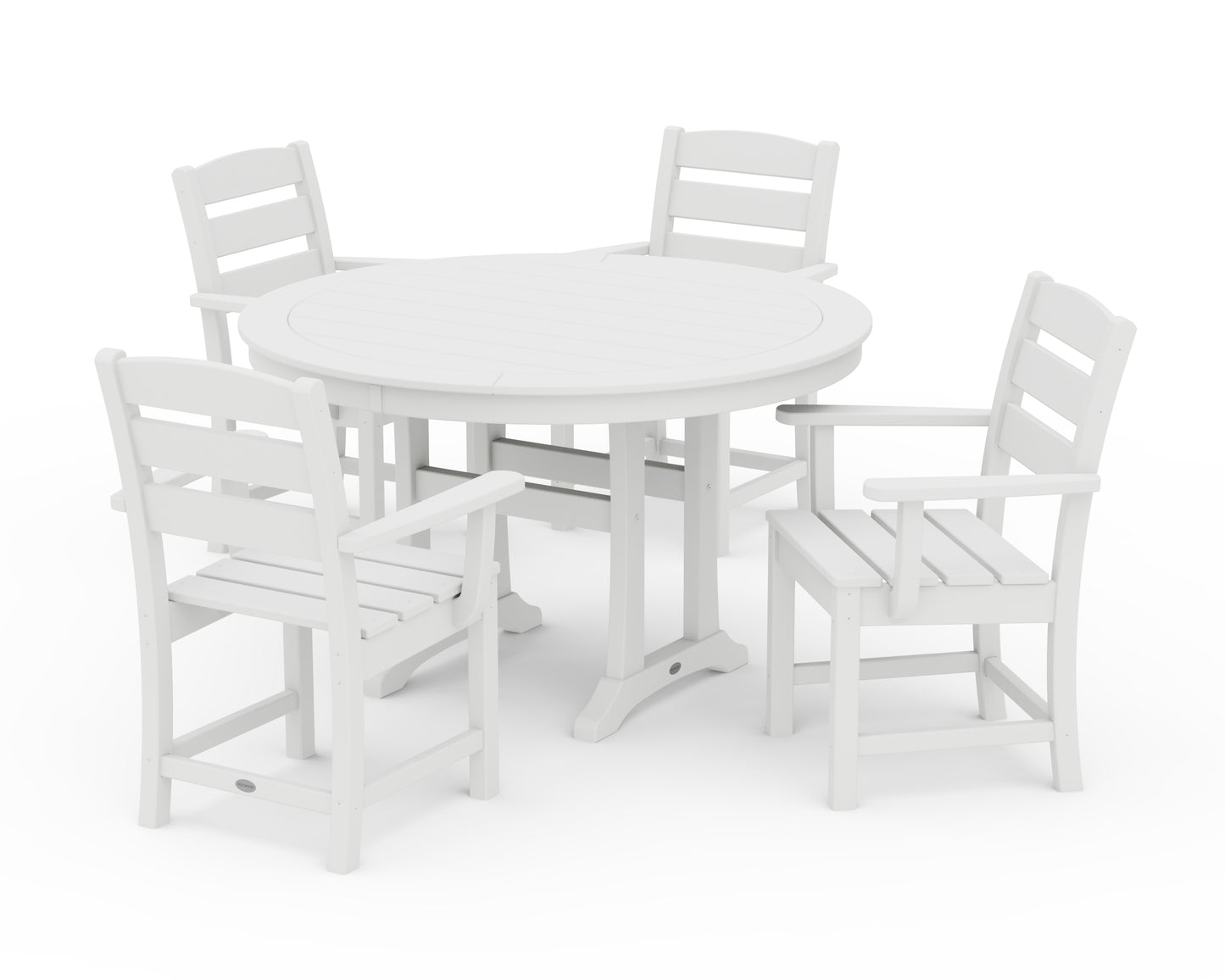 Lakeside 5-Piece Round Dining Set with Trestle Legs