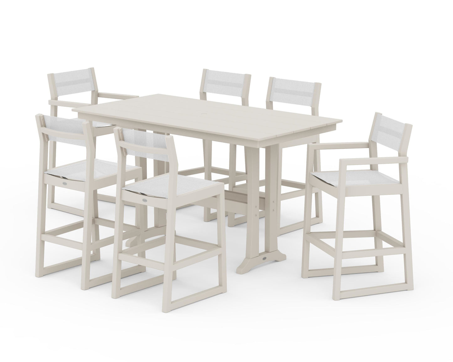 EDGE Sling 7-Piece Farmhouse Bar Set with Trestle Legs