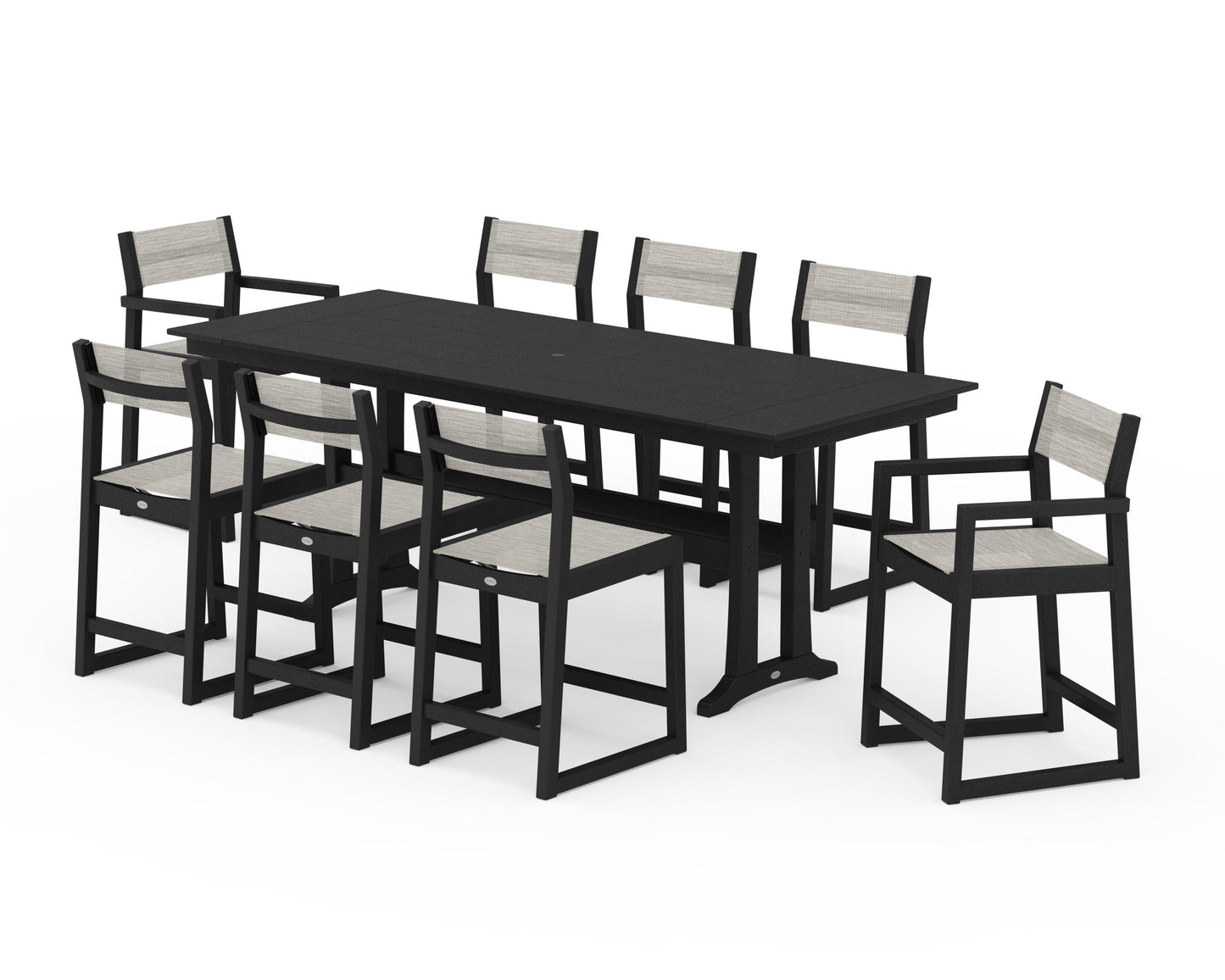 EDGE Sling 9-Piece Farmhouse Counter Set with Trestle Legs