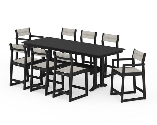 EDGE Sling 9-Piece Farmhouse Counter Set with Trestle Legs