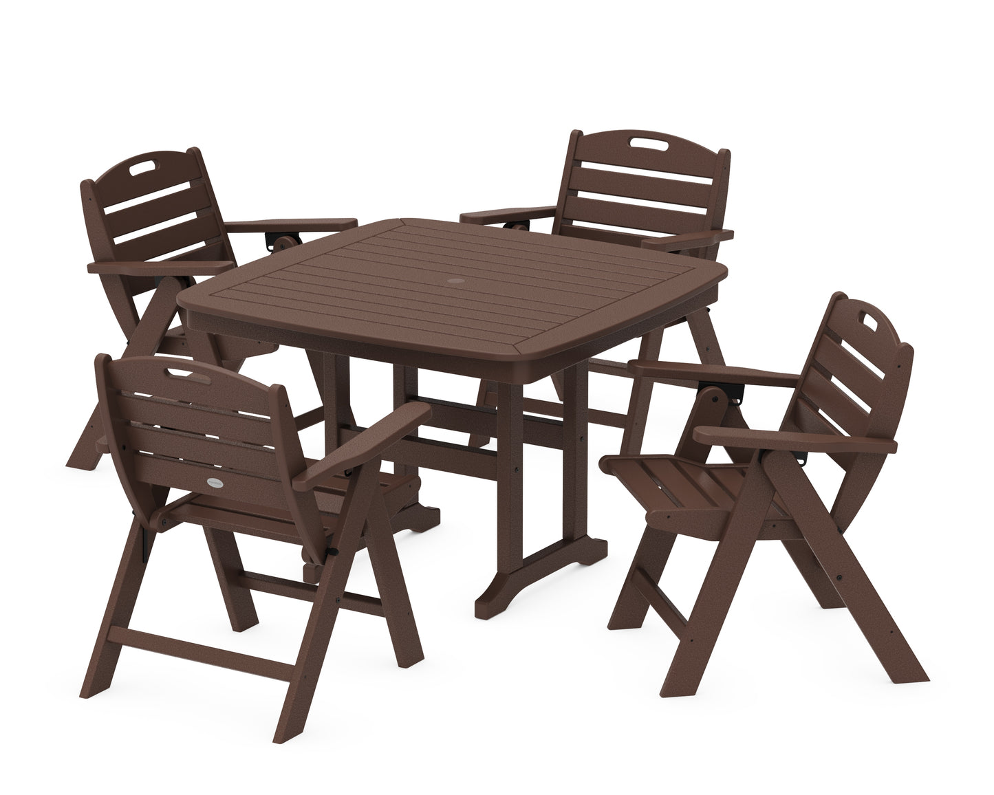 Nautical Folding Lowback Chair 5-Piece Dining Set with Trestle Legs