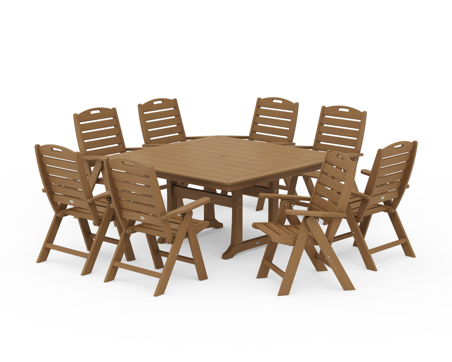 Nautical Highback 9-Piece Square Dining Set with Trestle Legs
