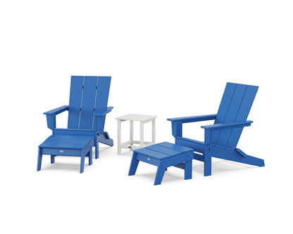 5-Piece Modern Studio Folding Adirondack Set with Ottomans and Side Table