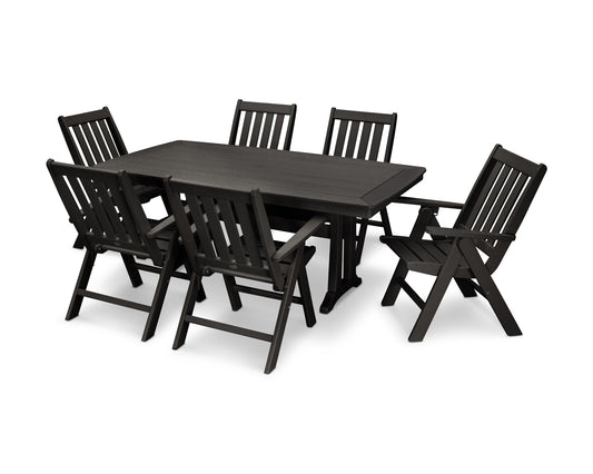 Vineyard Folding Chair 7-Piece Dining Set with Trestle Legs