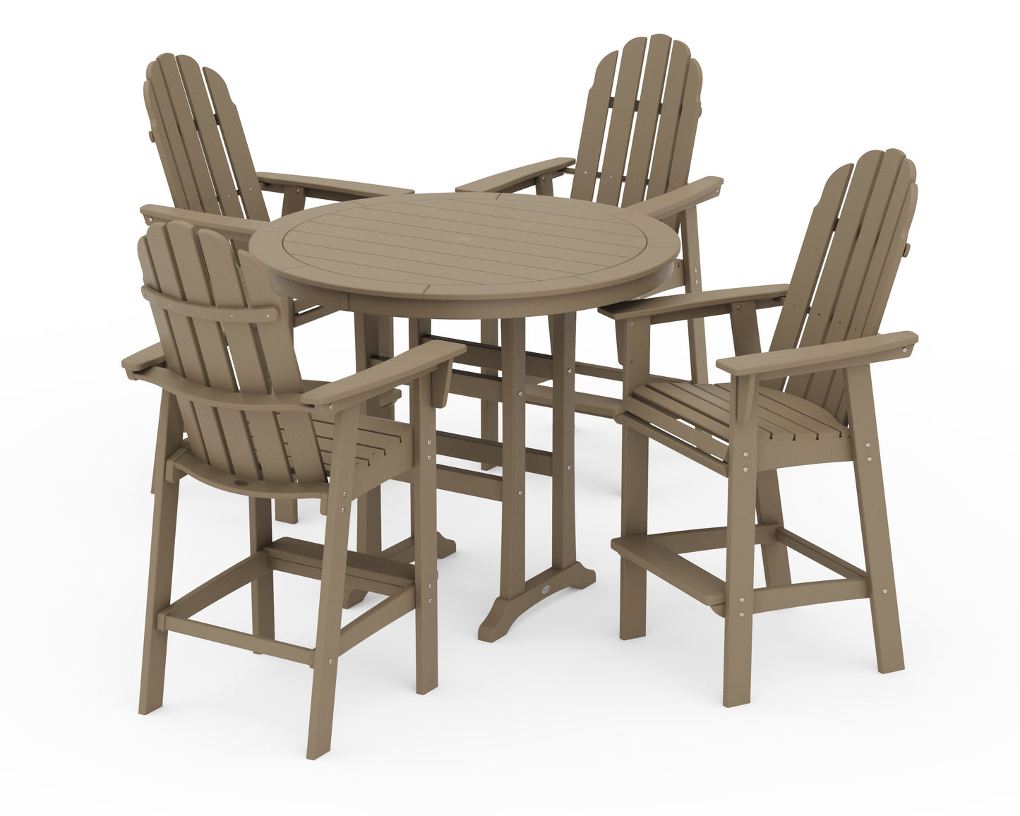 Vineyard Curveback Adirondack 5-Piece Nautical Trestle Bar Set