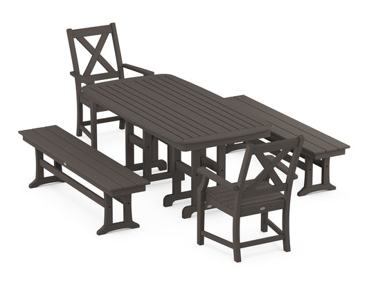 Braxton 5-Piece Dining Set with Benches