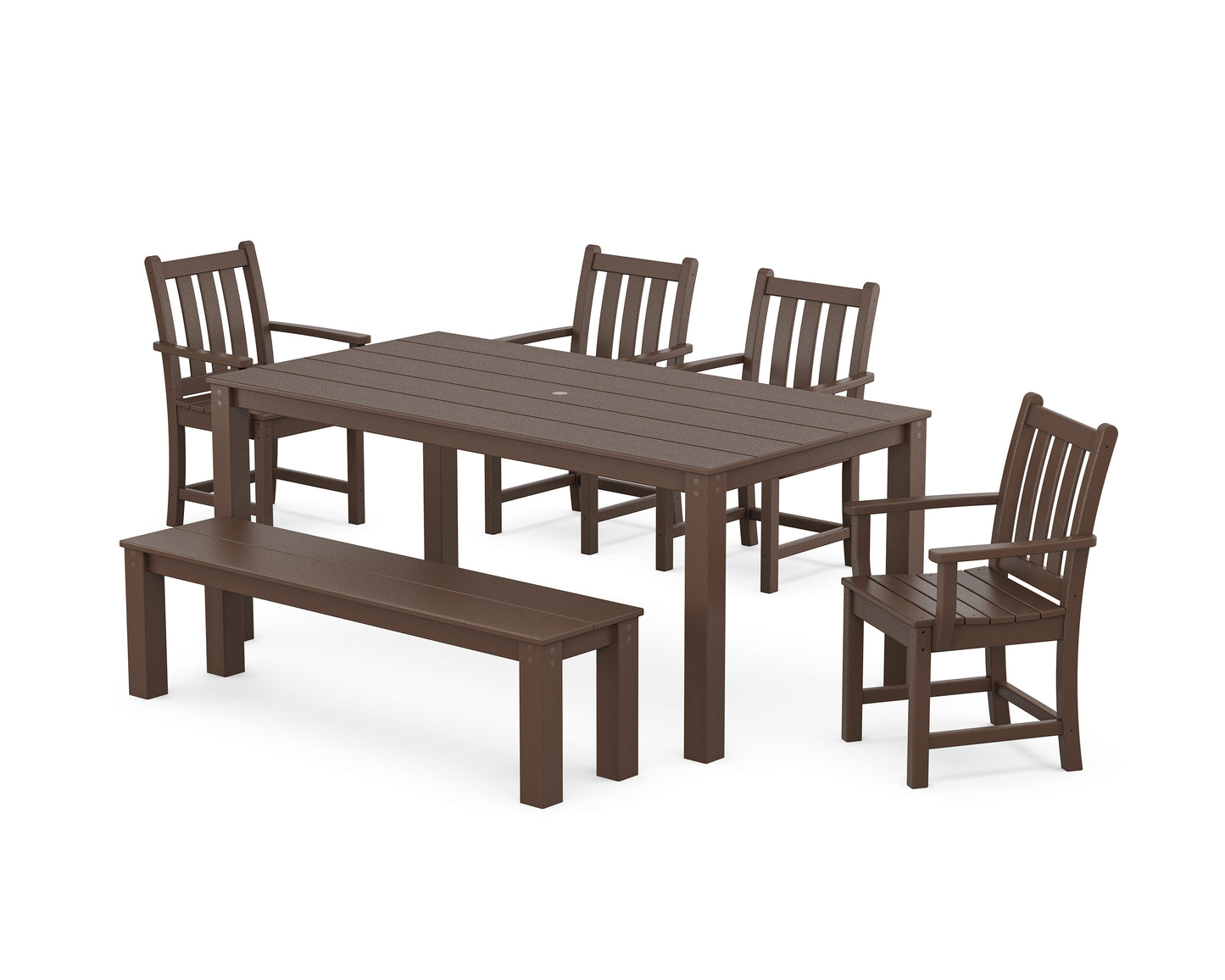 Traditional Garden 6-Piece Parsons Dining Set with Bench