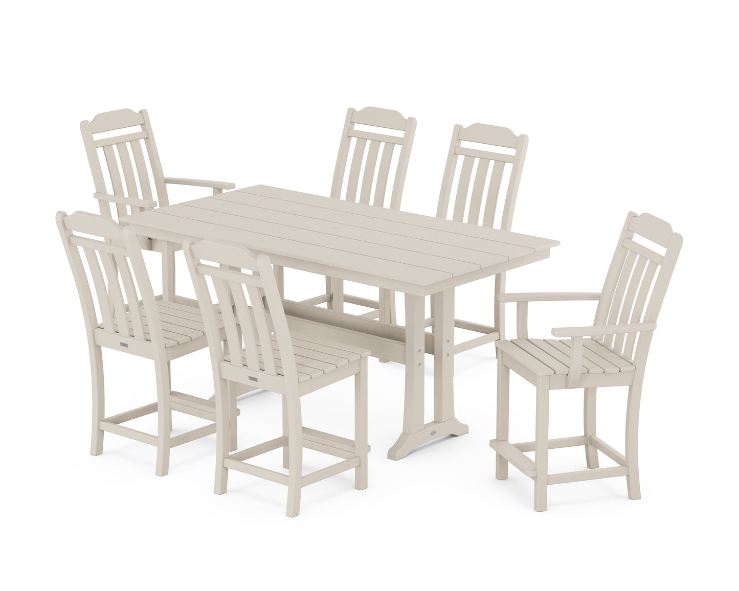 Cottage 7-Piece Farmhouse Counter Set with Trestle Legs