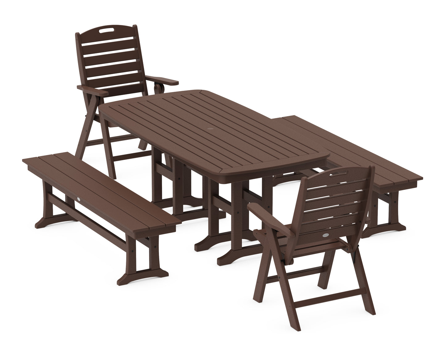 Nautical Highback 5-Piece Dining Set with Benches