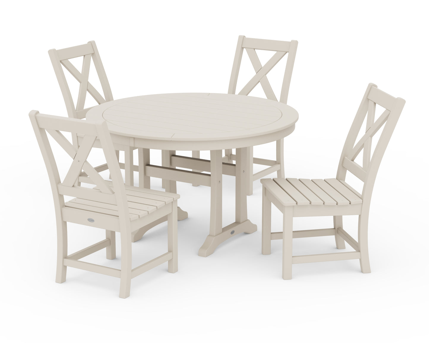 Braxton Side Chair 5-Piece Round Dining Set With Trestle Legs