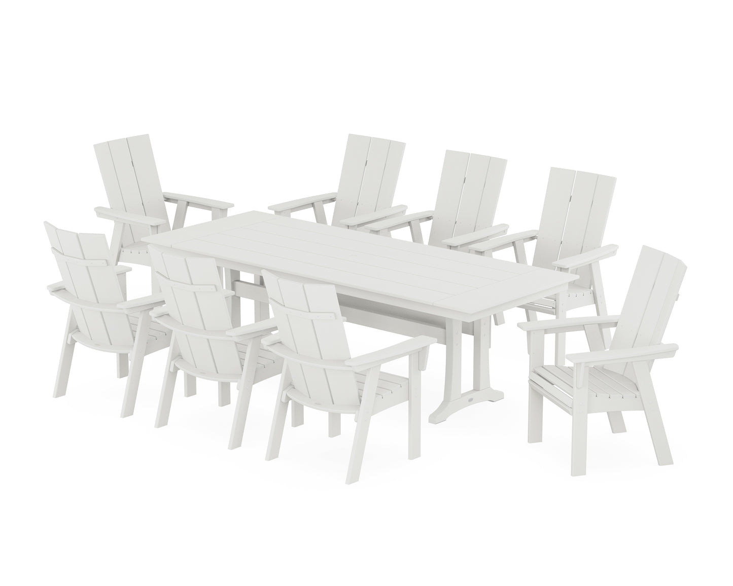 Modern Curveback Adirondack 9-Piece Farmhouse Dining Set with Trestle Legs