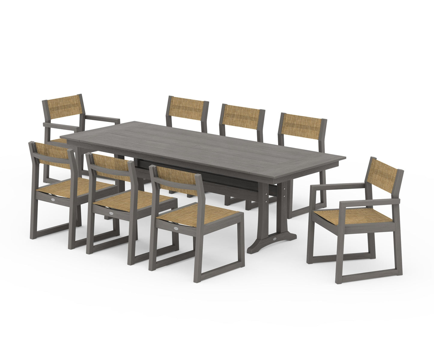 EDGE Sling 9-Piece Farmhouse Trestle Dining Set