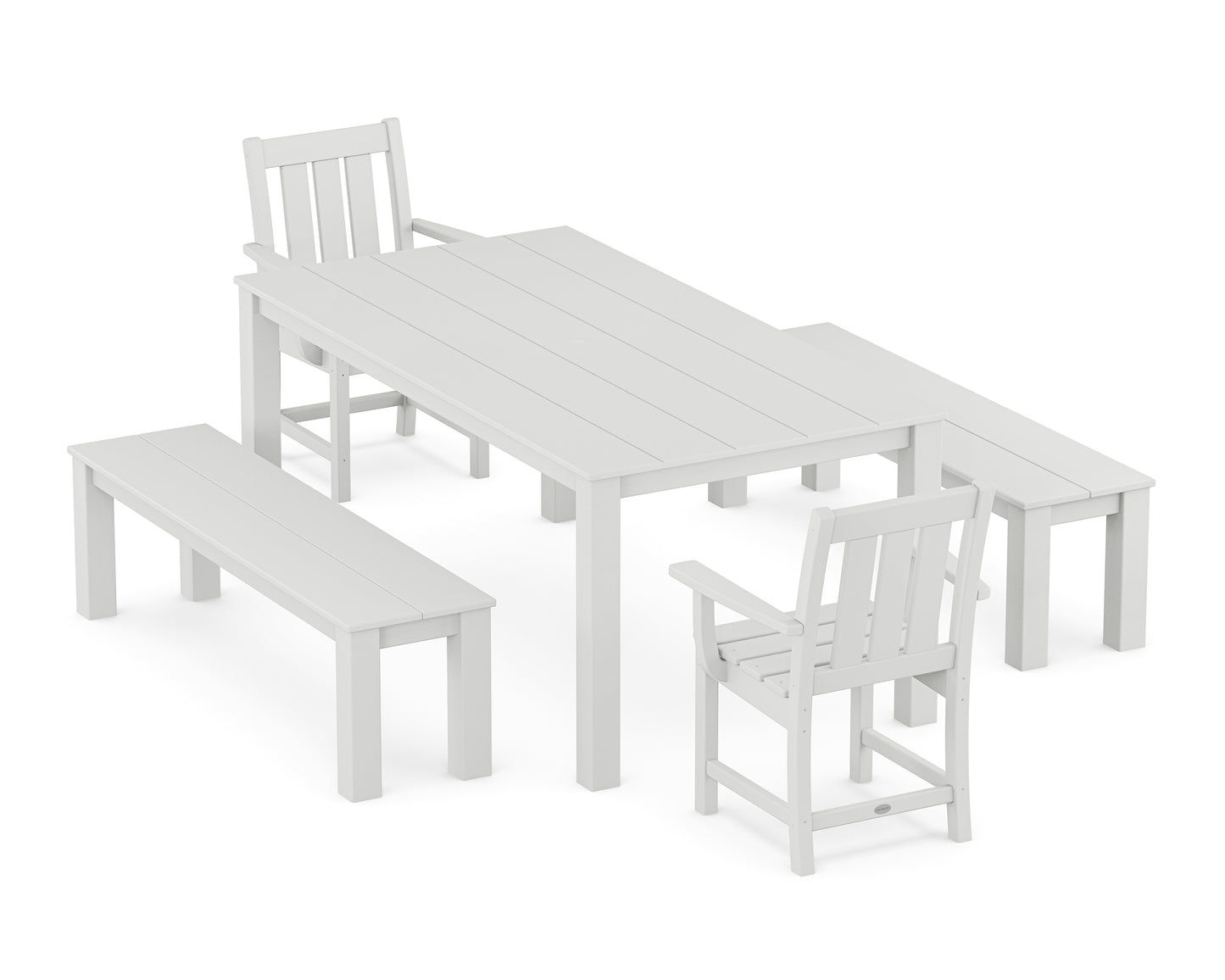 Oxford 5-Piece Parsons Dining Set with Benches