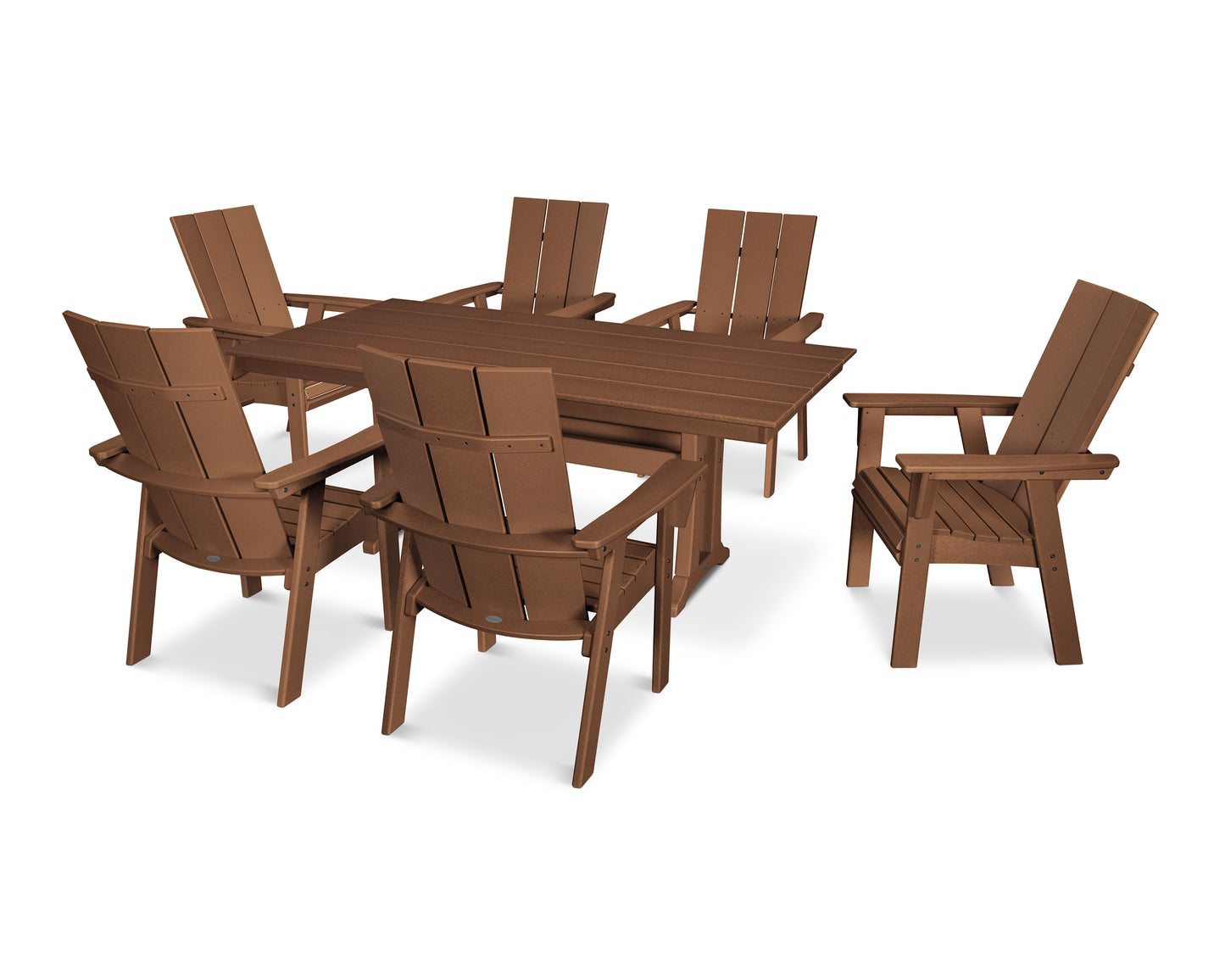 Modern Curveback Adirondack 7-Piece Farmhouse Dining Set with Trestle Legs