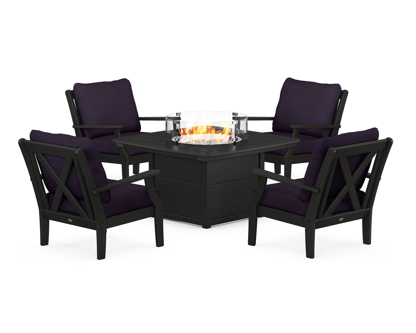 Braxton 5-Piece Deep Seating Conversation Set with Fire Pit Table