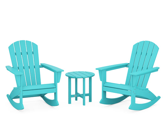 Nautical 3-Piece Adirondack Rocking Chair Set