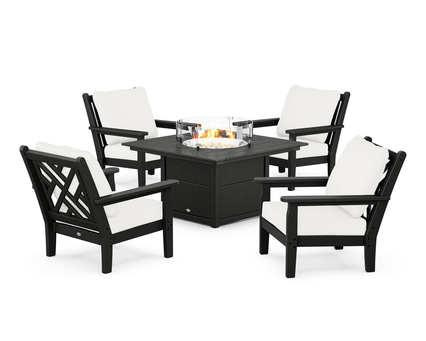 Chippendale 5-Piece Deep Seating Set with Fire Pit Table