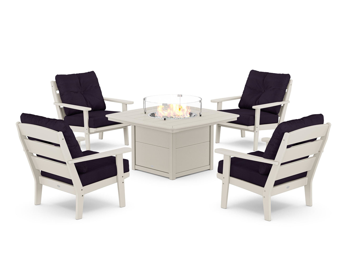 Lakeside 5-Piece Deep Seating Set with Nautical Fire Pit Table
