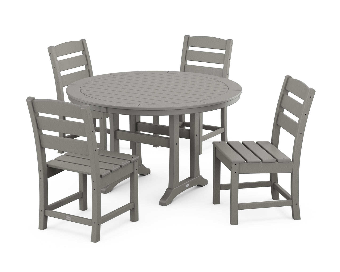 Lakeside Side Chair 5-Piece Round Dining Set With Trestle Legs