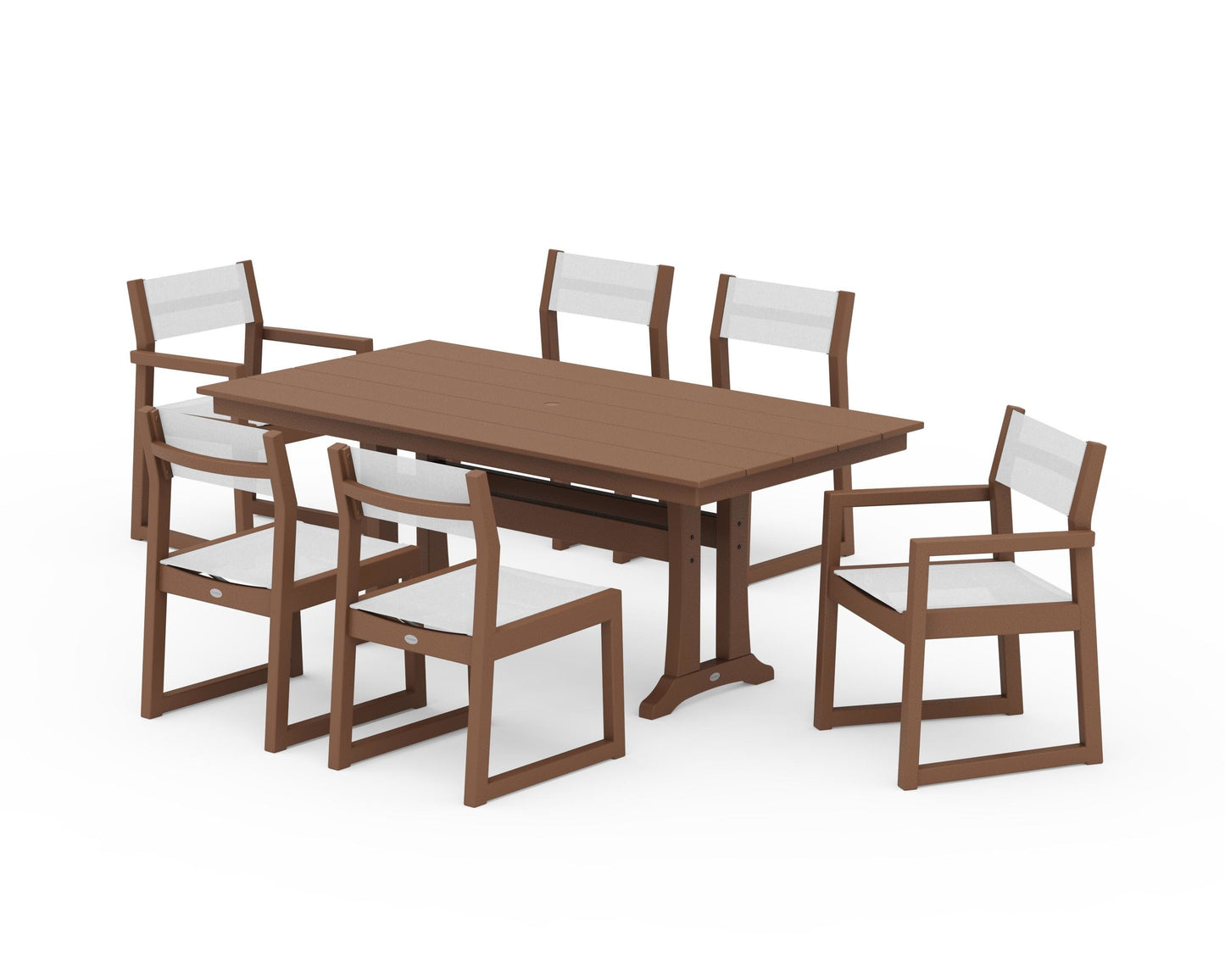 EDGE Sling 7-Piece Farmhouse Trestle Dining Set