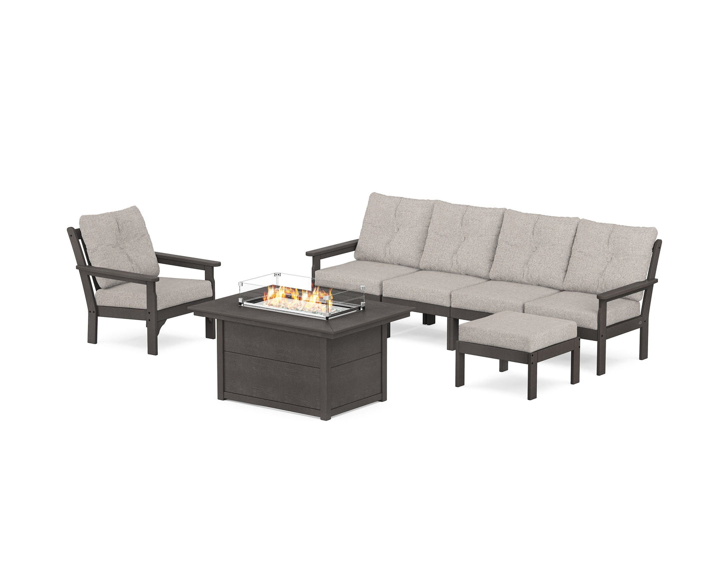 Vineyard Sectional Lounge and Fire Pit Set