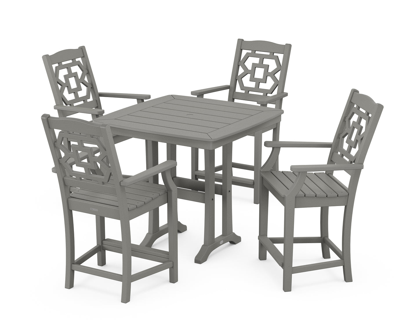 Chinoiserie 5-Piece Counter Set with Trestle Legs