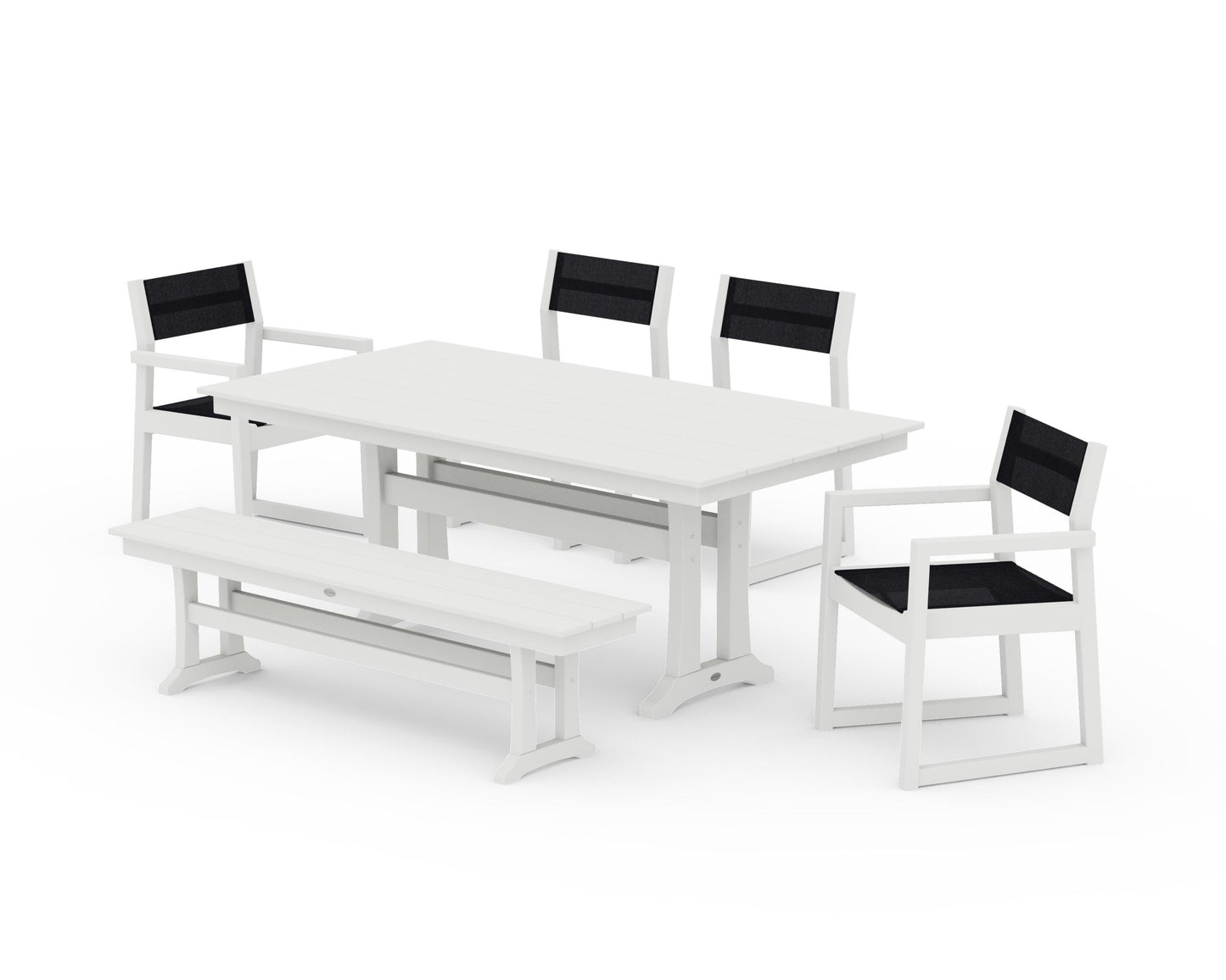 EDGE Sling 6-Piece Farmhouse Dining Set With Trestle Legs