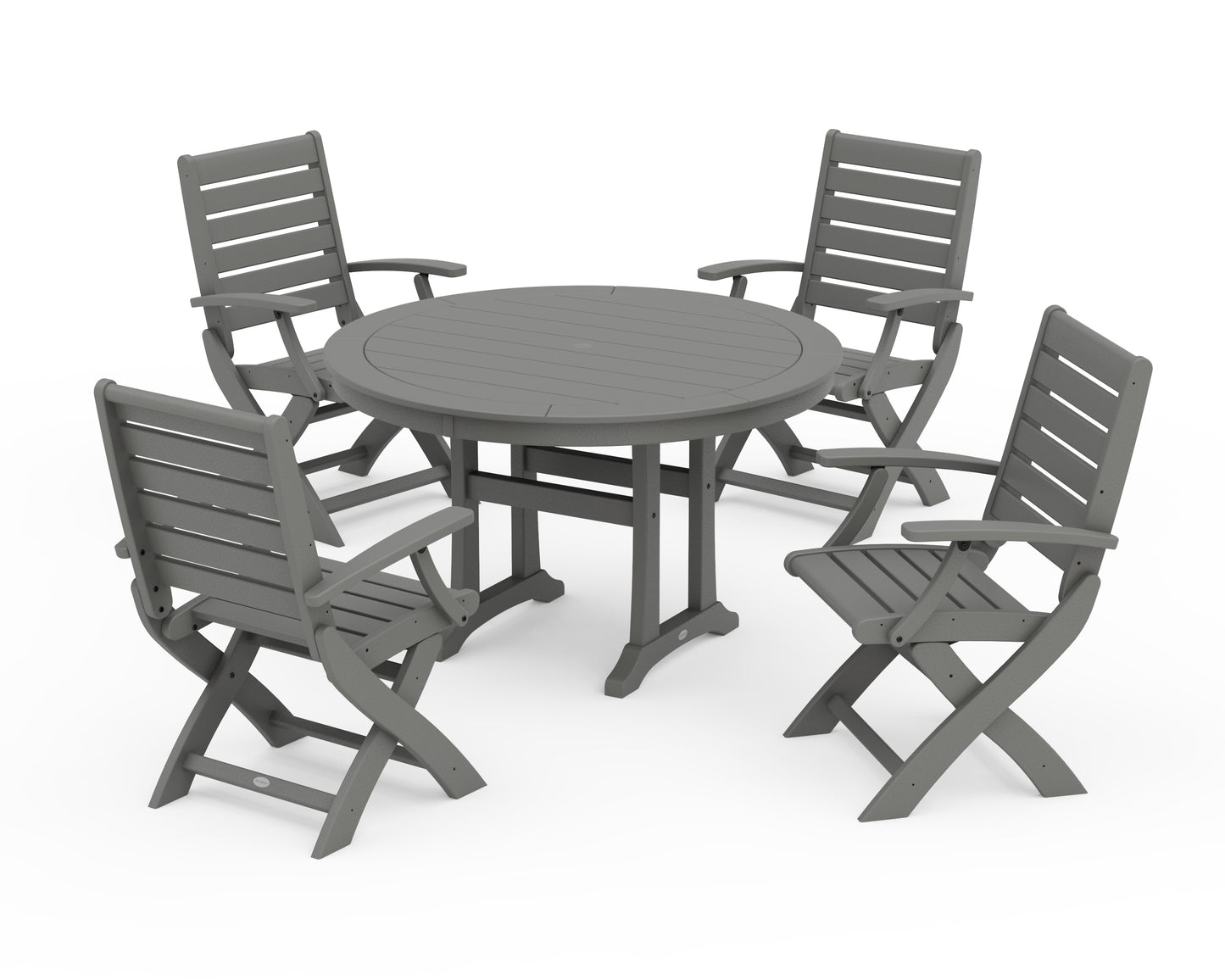 Signature Folding Chair 5-Piece Round Dining Set with Trestle Legs