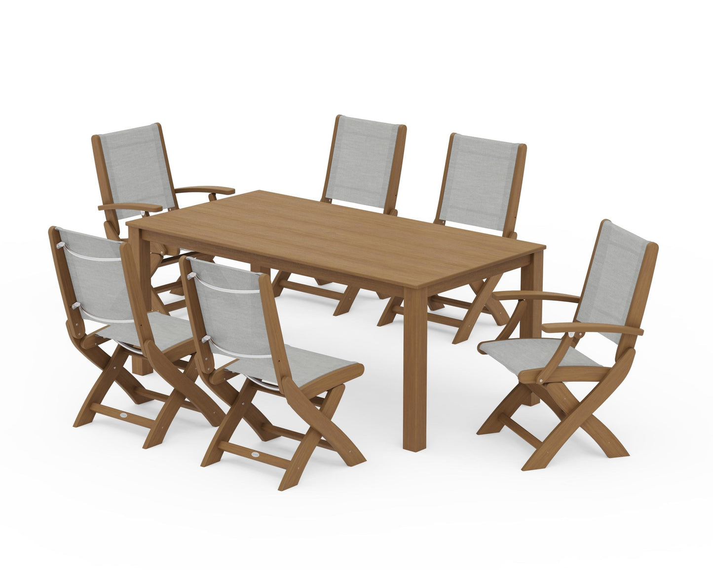 Coastal Folding Chair 7-Piece Parsons Dining Set