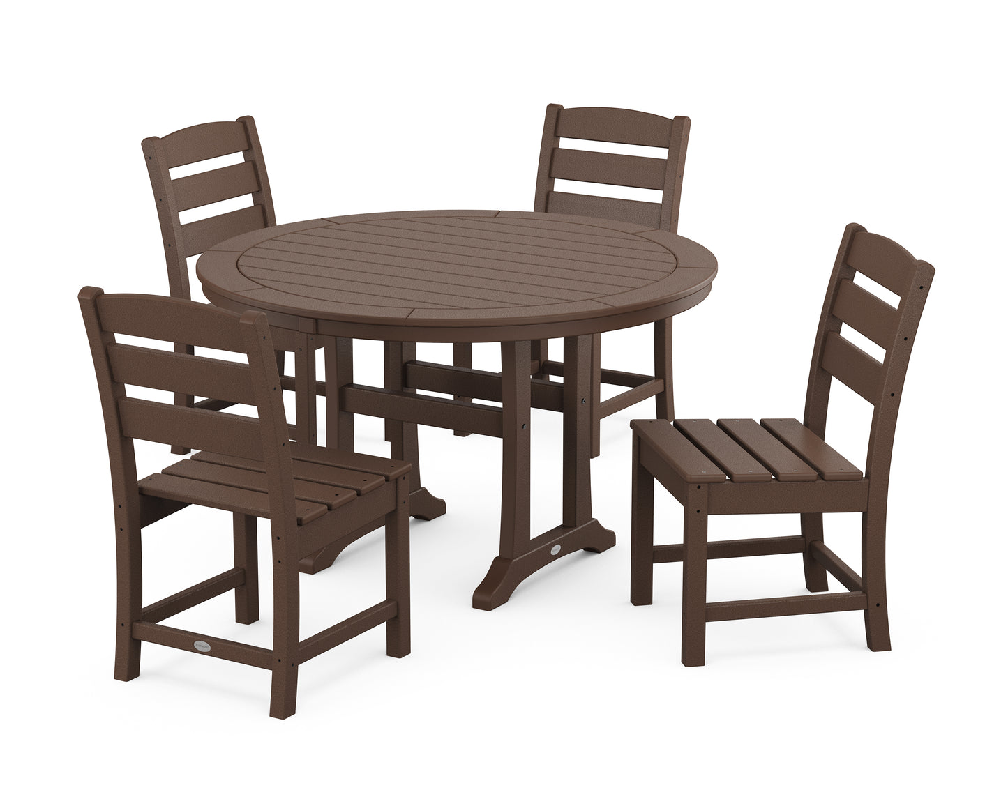 Lakeside Side Chair 5-Piece Round Dining Set With Trestle Legs