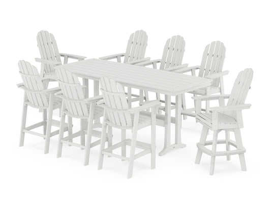 Vineyard Curveback Adirondack Swivel 9-Piece Bar Set with Trestle Legs