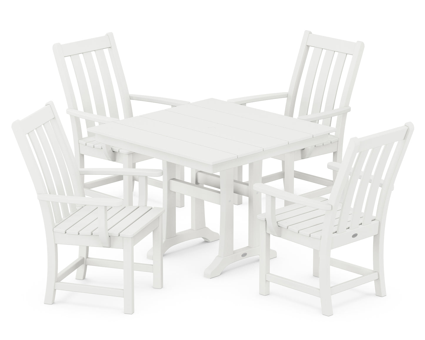 Vineyard 5-Piece Farmhouse Trestle Arm Chair Dining Set