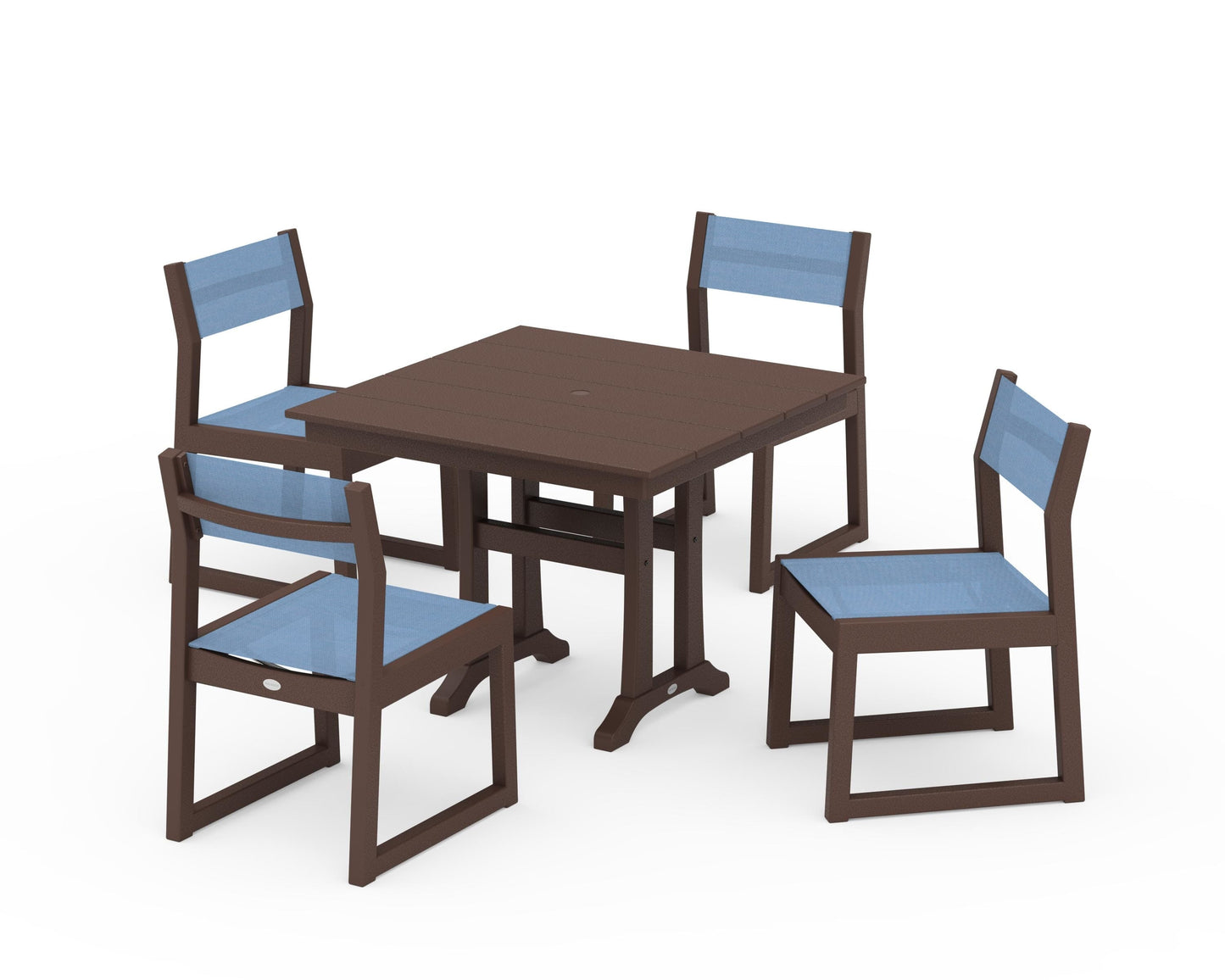 EDGE Sling 5-Piece Farmhouse Trestle Side Chair Dining Set