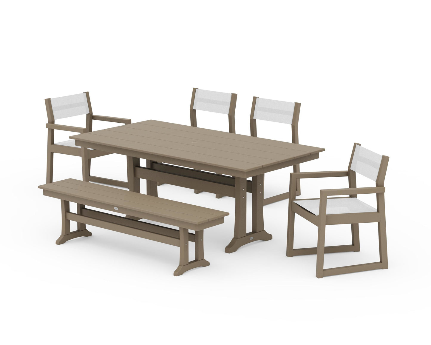 EDGE Sling 6-Piece Farmhouse Dining Set With Trestle Legs