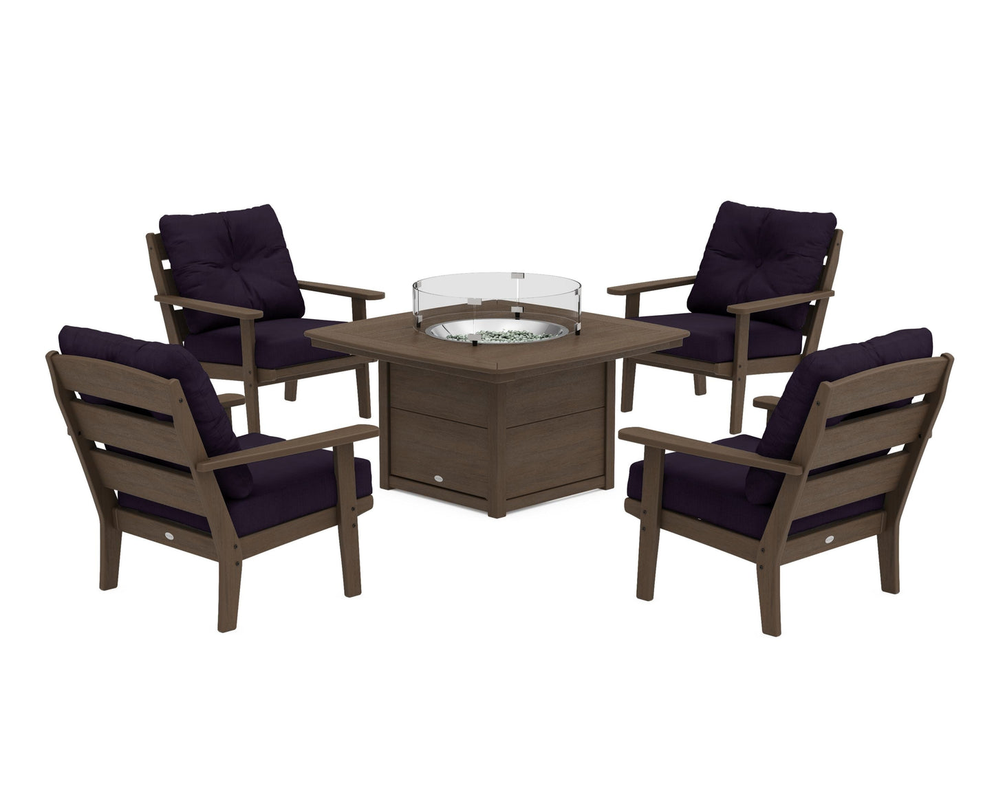 Lakeside 5-Piece Deep Seating Set with Nautical Fire Pit Table