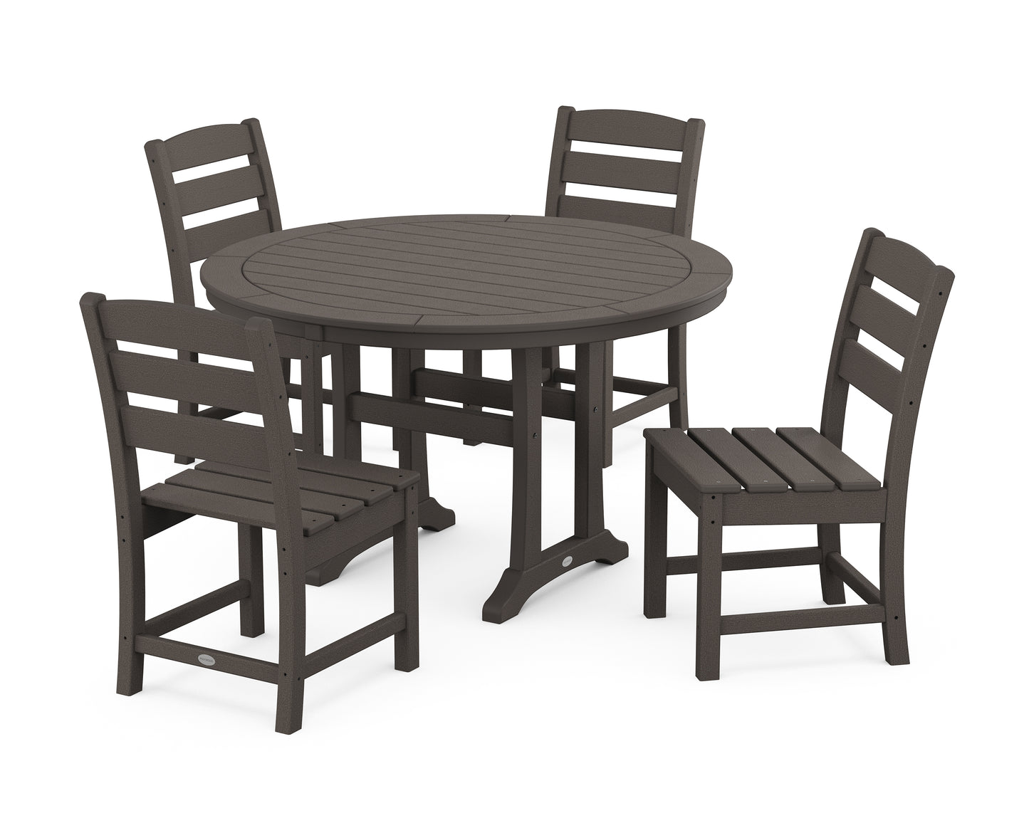 Lakeside Side Chair 5-Piece Round Dining Set With Trestle Legs