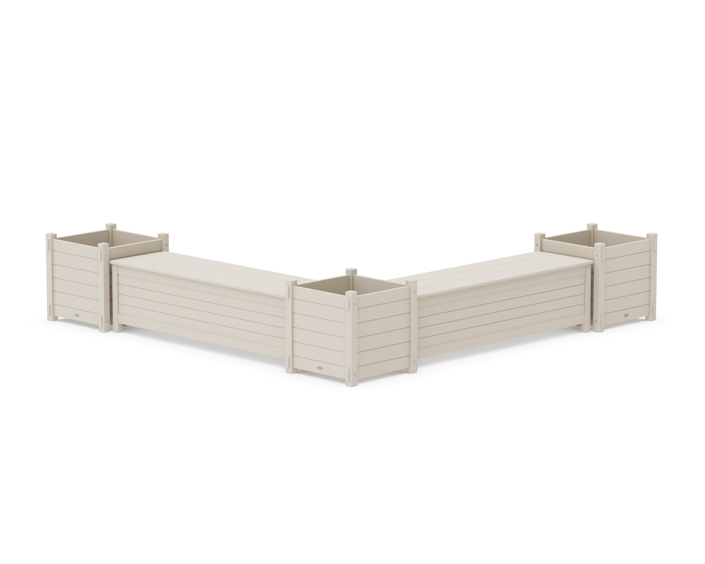 60" Nautical L- Shaped Planter Storage Bench Corner Set- Large
