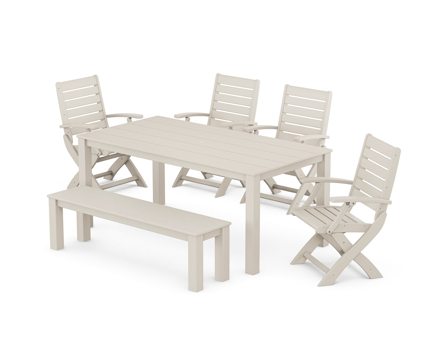 Signature Folding Chair 6-Piece Parsons Dining Set with Bench