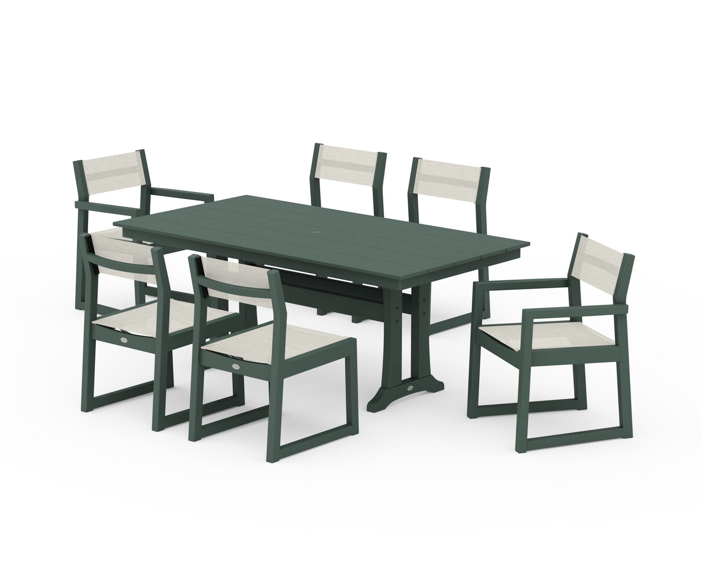 EDGE Sling 7-Piece Farmhouse Trestle Dining Set
