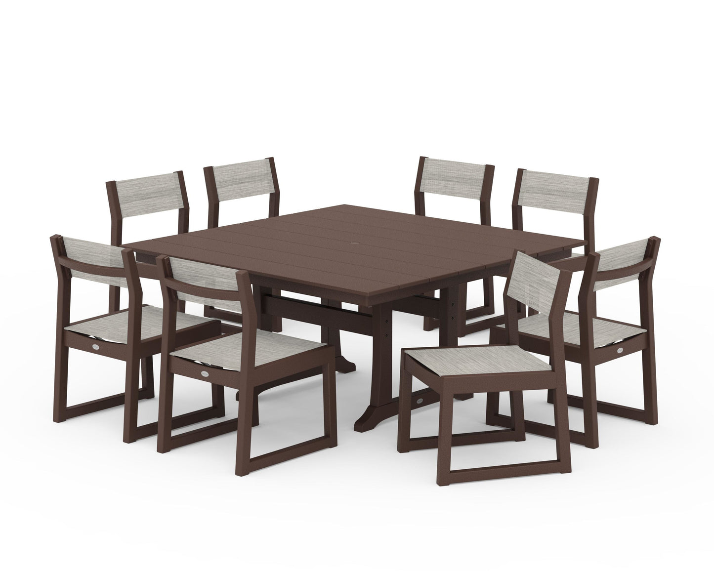 EDGE Sling Side Chair 9-Piece Farmhouse Trestle Dining Set