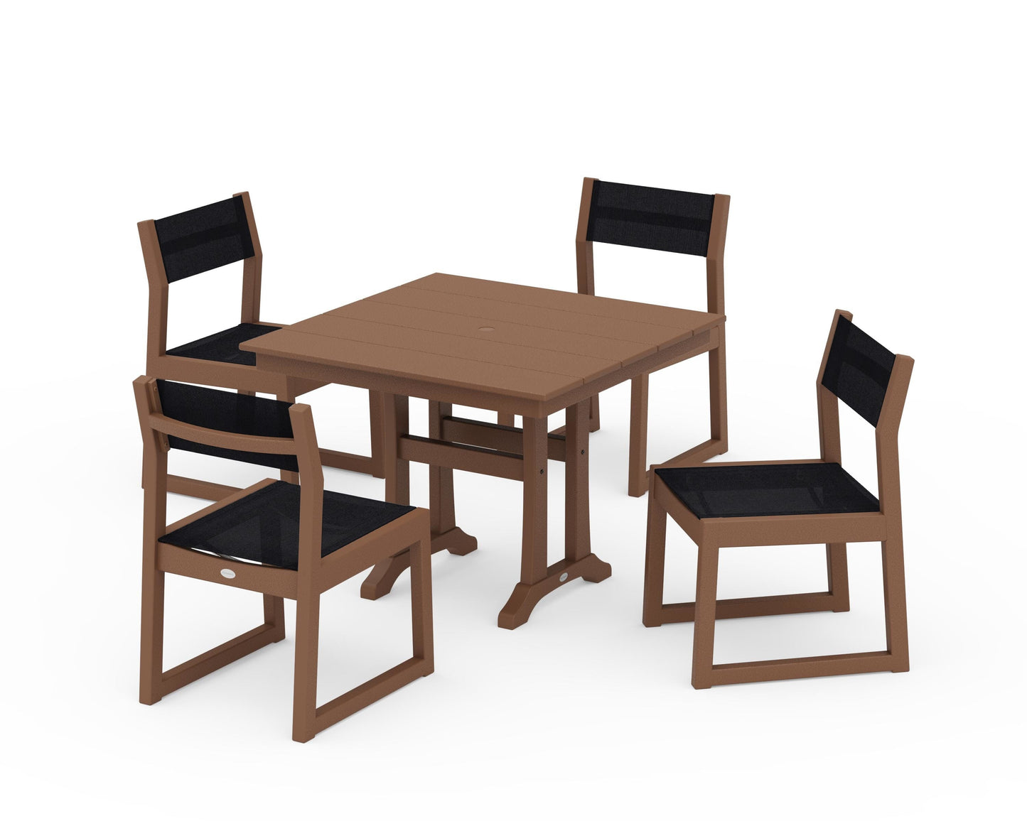 EDGE Sling 5-Piece Farmhouse Trestle Side Chair Dining Set