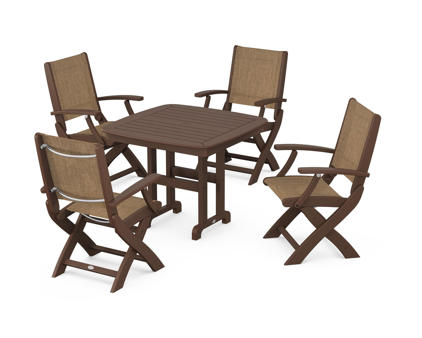 Coastal Folding Chair 5-Piece Dining Set